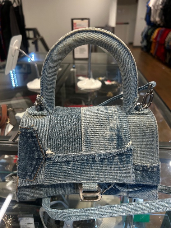 Balenciaga Handbags - Balenciaga Hourglass Denim Patchwork Purse